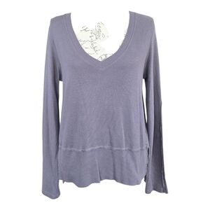 LA Made Gray Waffle Knit Long Sleeve Henley T-shirt S